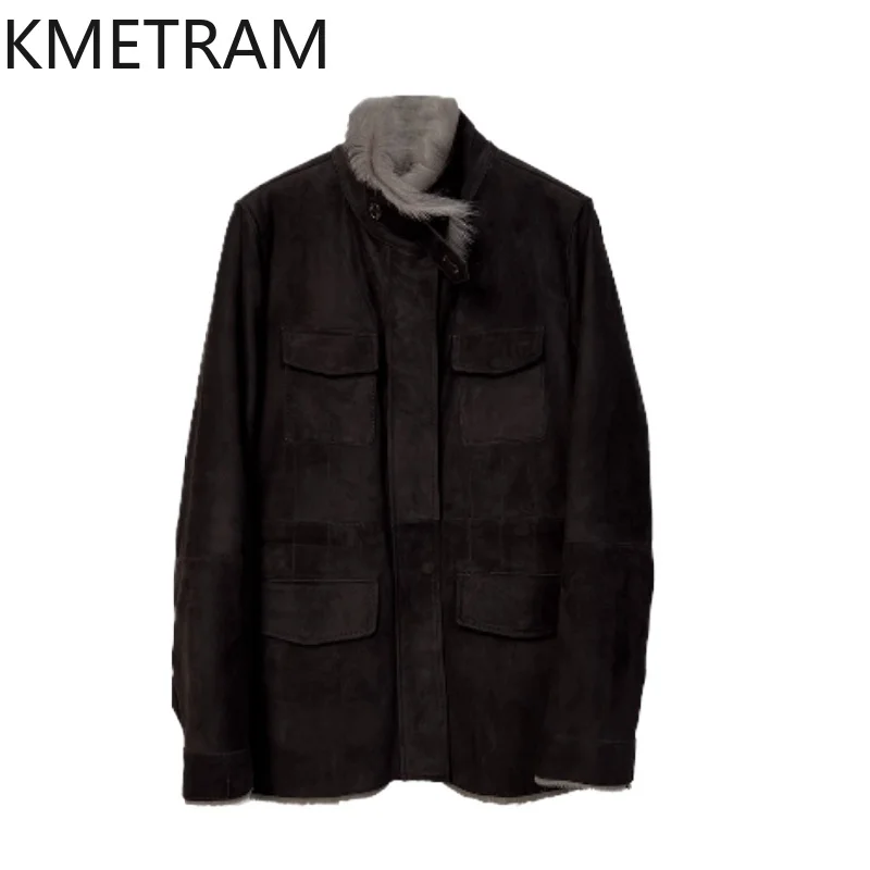 

Двусторонняя меховая куртка из натуральной козьей шерсти, женская куртка с воротником-стойкой, пальто из натурального меха, зимние кожаные куртки, женская одежда 2025 шуба