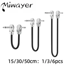 Miwayer 1/3/6pcs Guitar Patch Cable 15/30/50cm, Silver Flat 6.35mm Plug, Copper Core Low-Noise for Effect Pedal Connection