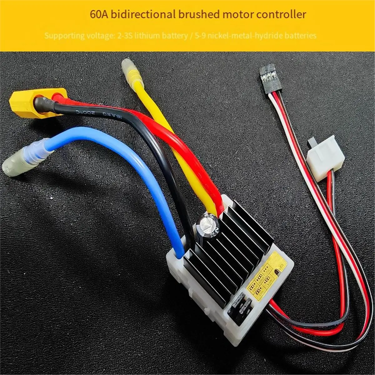 SCLS 60A Brushed ESC Dual-Direction Electronic Speed Controller 2-3S -Plug for Upgrade 1:16 1/10 RC Car Crawler Boats