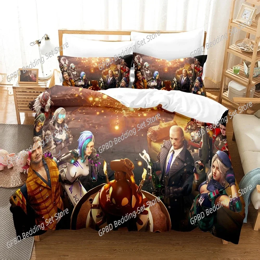 Game Free Fire Battlegrounds 3D Bedding Set Duvet Cover Pillowcases Single Twin Full Queen King Size Home Decor Quilt Boys Gift