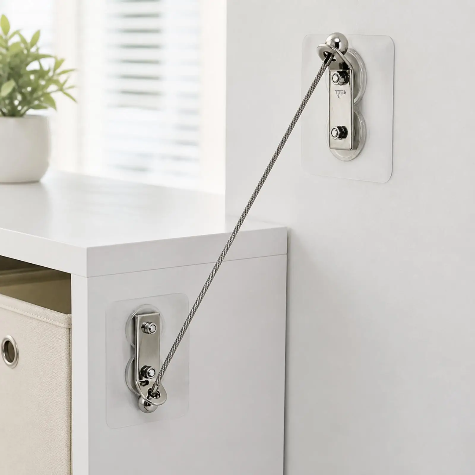 Furniture Protection Anti Tip Safety Strap Anchor for Kids Wall Mount Stainless Steel Cable Securing Heavy Items No Drill