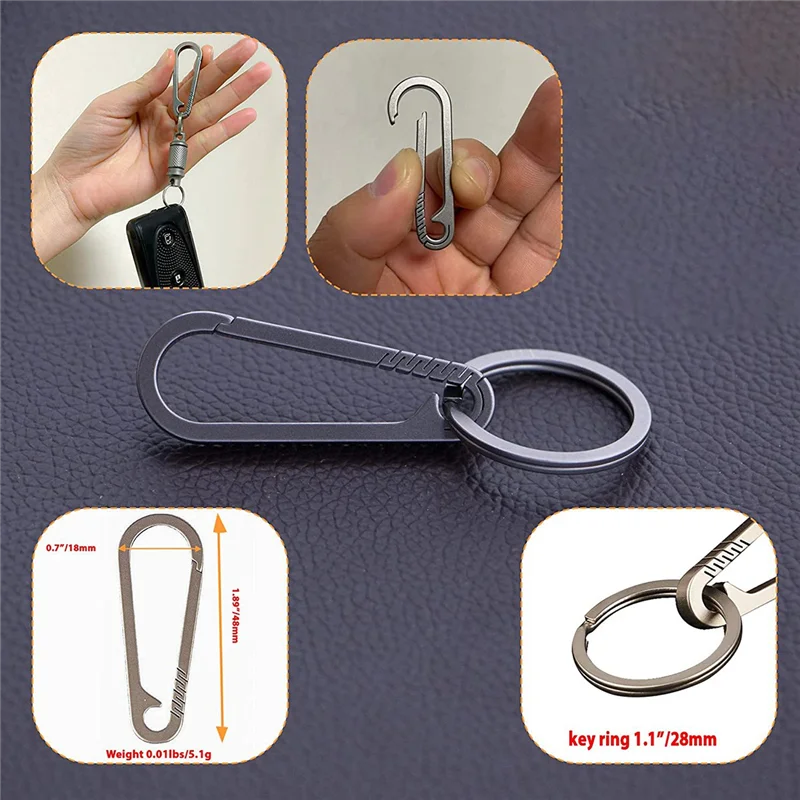 Quick-Release Keychain Set With Titanium Carabiner And Keyrings, Convenient