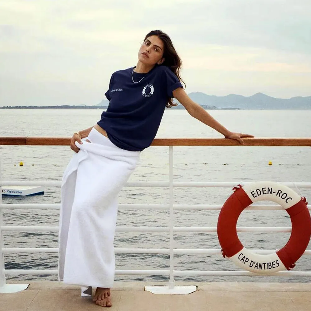 Summer American Vintage Style Letters Printing 90's Casual T Shirts Navy Loose Cotton Short Sleeve Tops Ins Fashion Tees Women