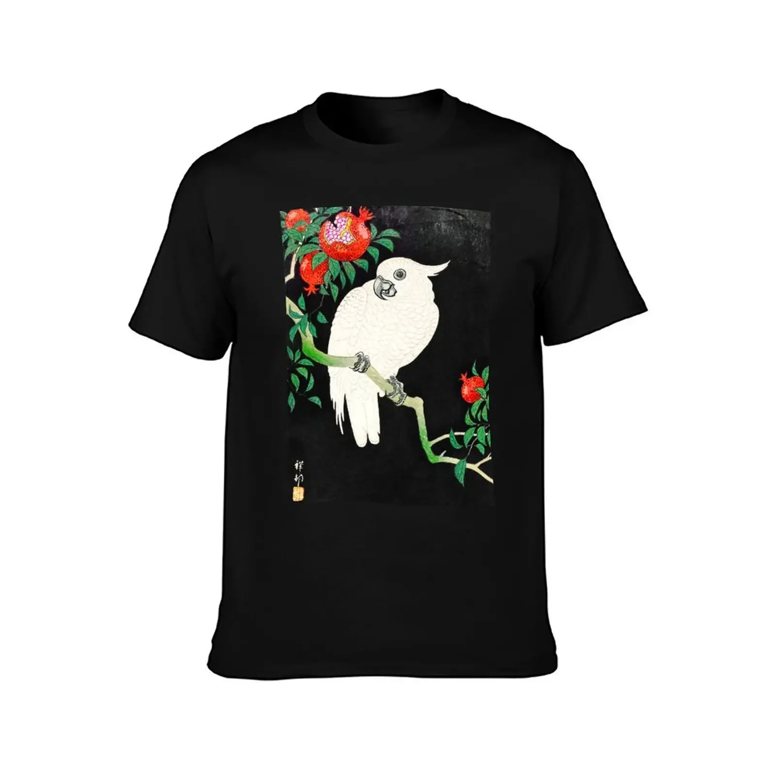 OHARA KOSON HD - Cockatoo and Pomegranate T-Shirt blacks boys animal print mens funny t shirts