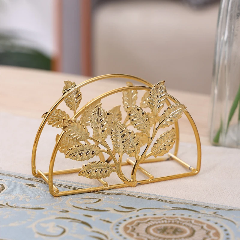 Desktop Ornament Picnic Table Gold European Document File Organizer Table Tissue Storage Holder For Hotel Coffee Shop