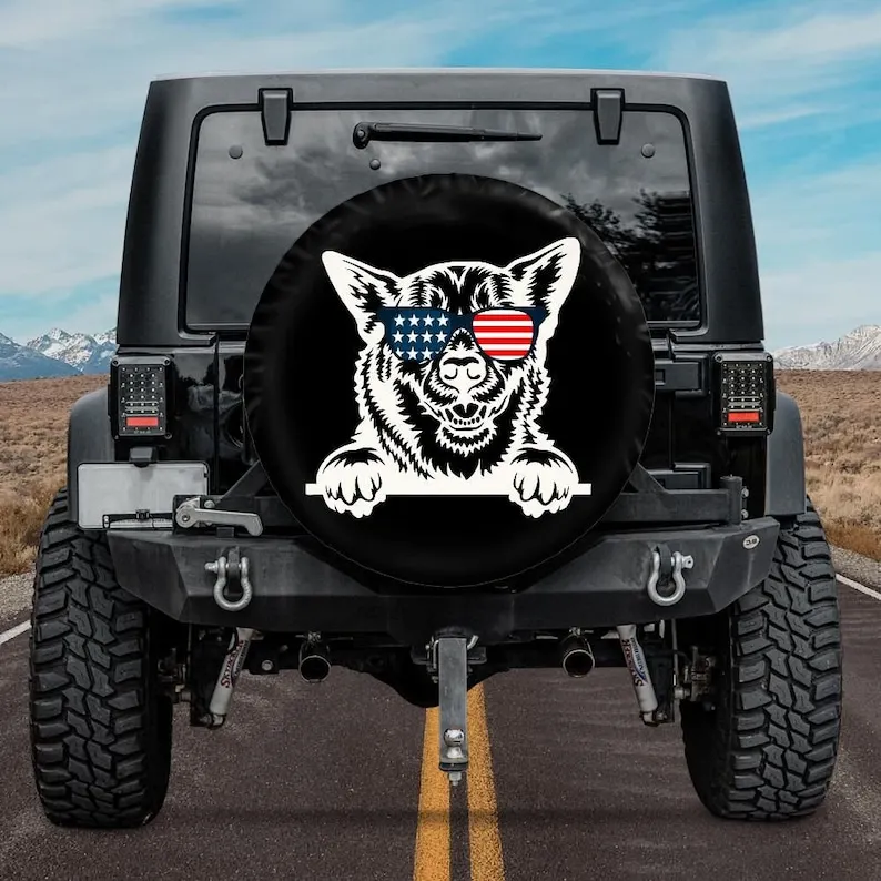 

Крышка для запасной шины, крышка для запасной шины с австралийским крупным рогатого скота, автомобильные аксессуары для девушек и собак, аксессуары с американским флагом