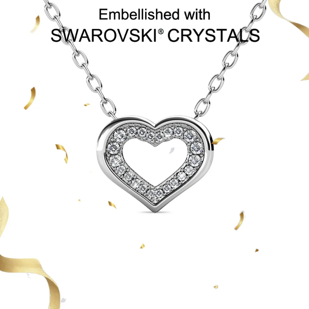 

Daisini 925 Sterling Silver Lovely Heart Pendant Necklace Embellished with Swarovski Crystal Elegant Design Womens Wedding Gift