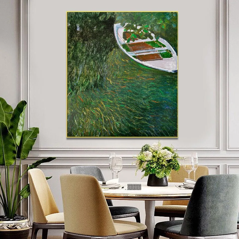 The Row Boat by Claude Monet,Hand painted landscape oil painting,Art painting on canvas,Home decorative picture,Canvas wall art