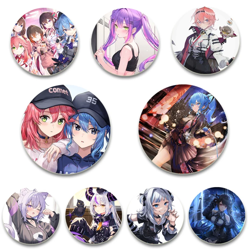 

58/44/32MM Anime Character Holo Button Pin Cute Cartoon Brooch Badge for Backpack Accessories Fans Collection