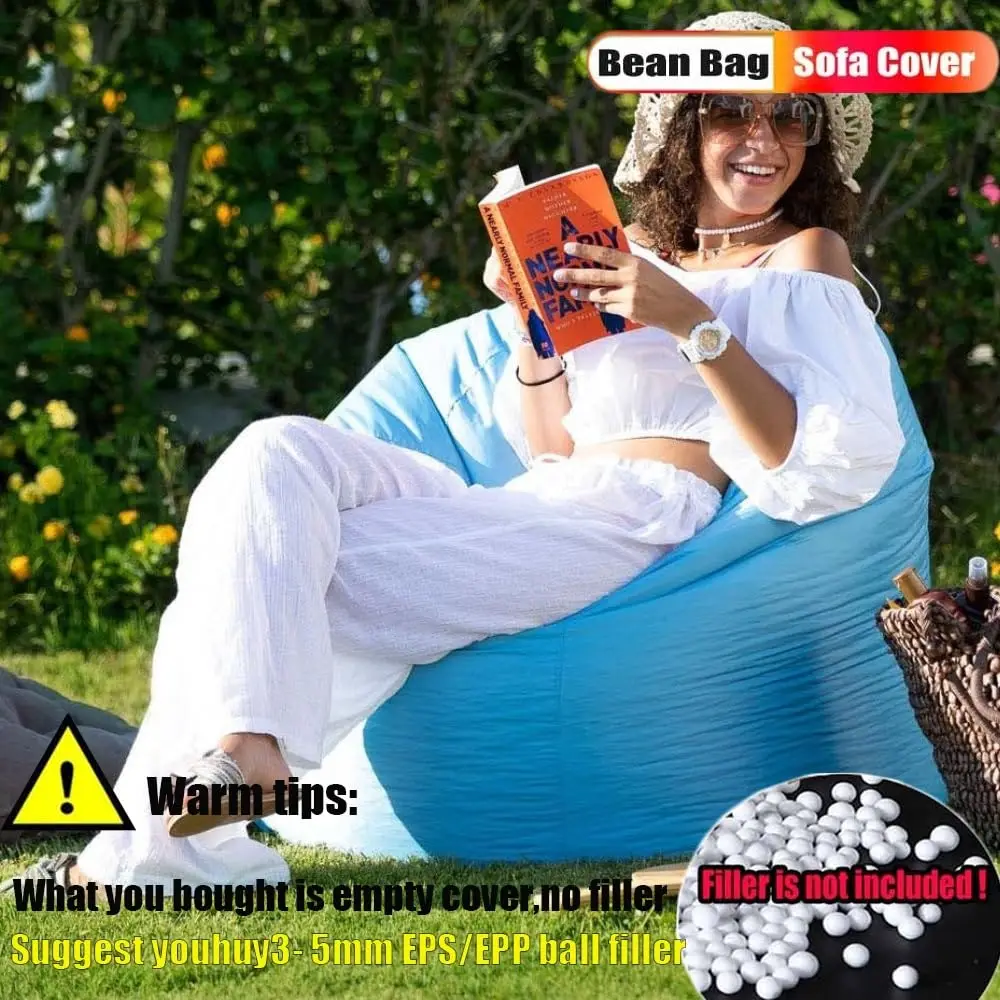 Oxford Bean Bag Chairs for Adults - Outdoor Waterproof Bean Bag Cover, Garden Beach Camping & Swimming Pool, Customized view 3