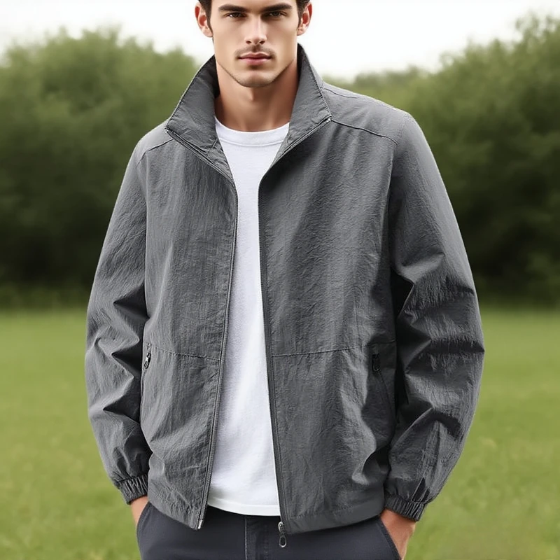 

Jacket Men's New Autumn Winter Korean Version Soft Casual and Versatile Plaid Simple Autumn and Winter Baseball Jersey Stand Col