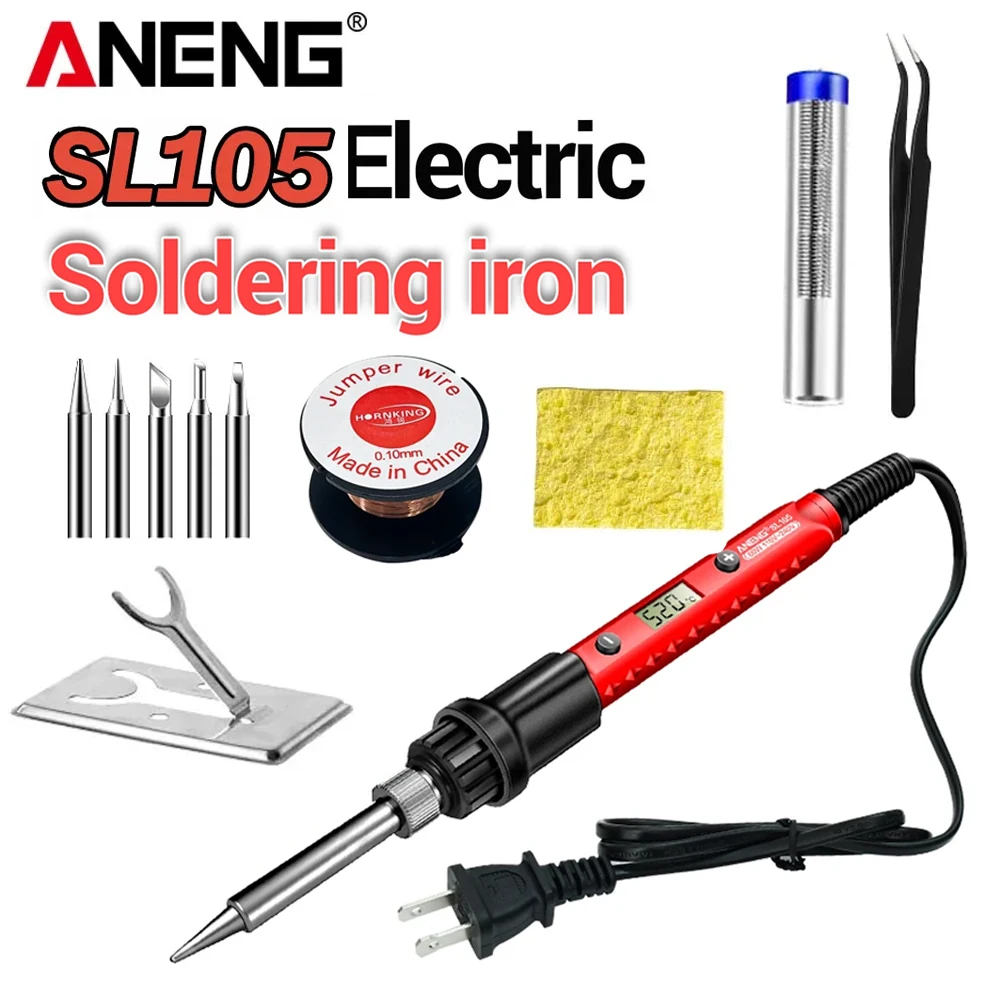 ANENG SL104/SL105 60W Adjustable Temperature Soldering Iron Portable Welding Tool for Electronic PCB Repair DIY Hand‑Solder Work