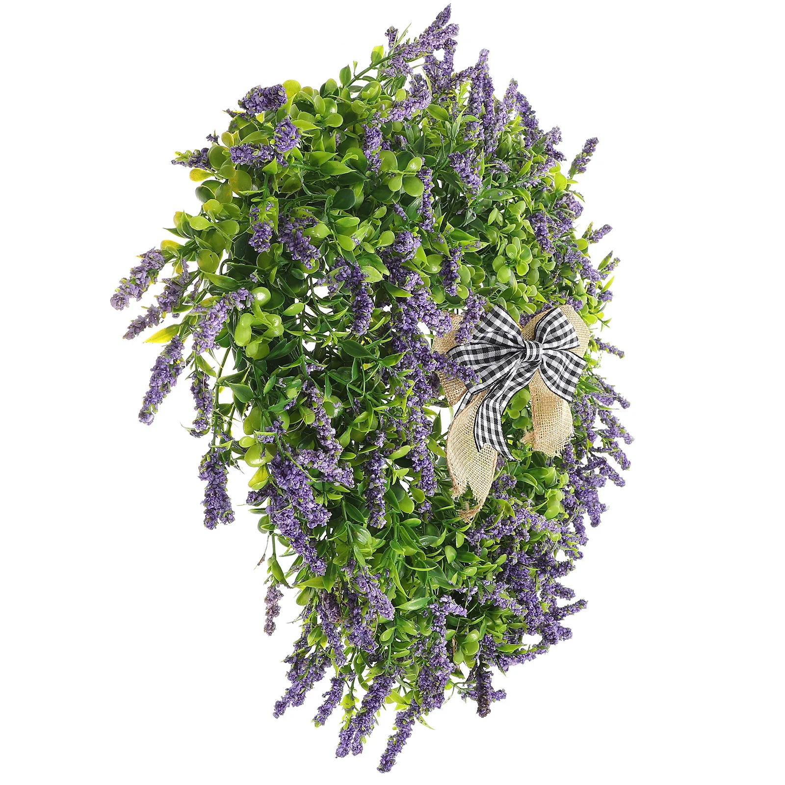 

Realistic Artificial Lavender Wreath Heart-Shaped Simulation Leaf Wreath for Door Wall Hanging Festival Spring Decor