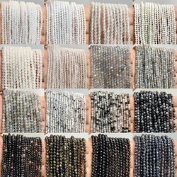 Wholesale Faceted Natural Stone Beads Faceted Black White Quartz Agates Labradorite Loose Spacer Bead For Jewelry Making 2 3 4mm
