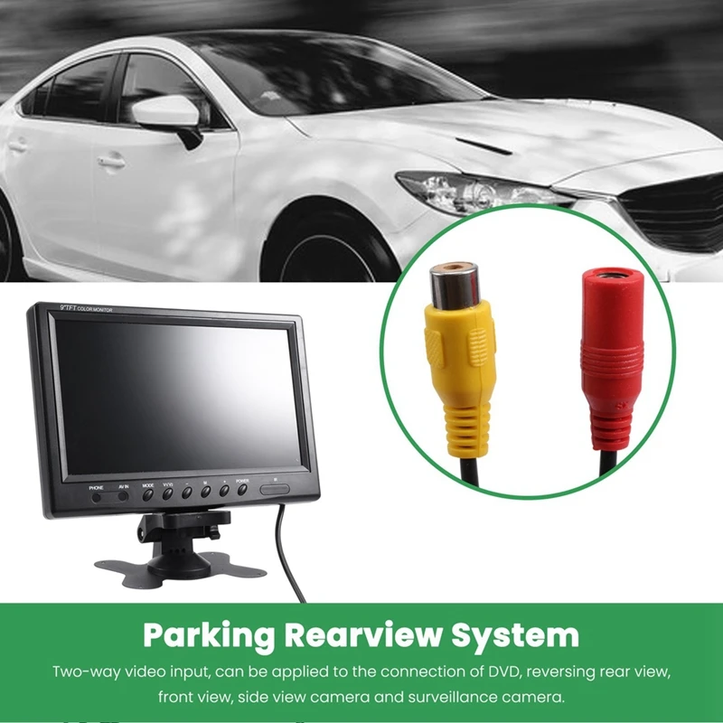 1Set 9 Inch Car LCD Monitor HD -Compatible VGA/AV TV DVD Player Camera Rear View Headrest Monitor Parking Rearview System