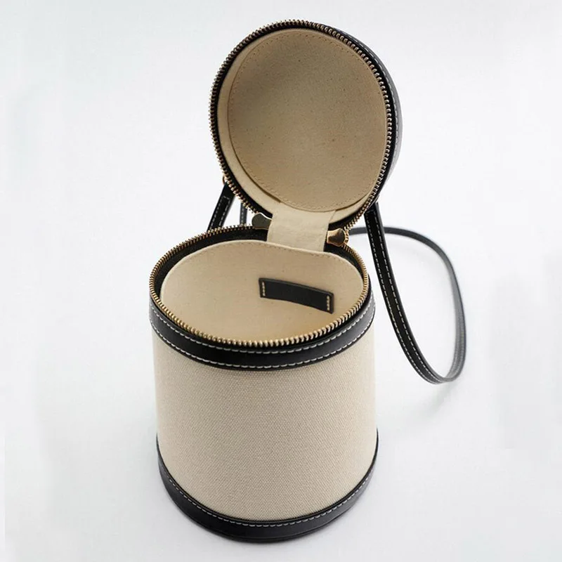 حقيبة دلو أسطوانية جديدة للربيع والصيف للسيدات، تصميم فريد من نوعه، لون مطابق للركاب، كتف كروس باي