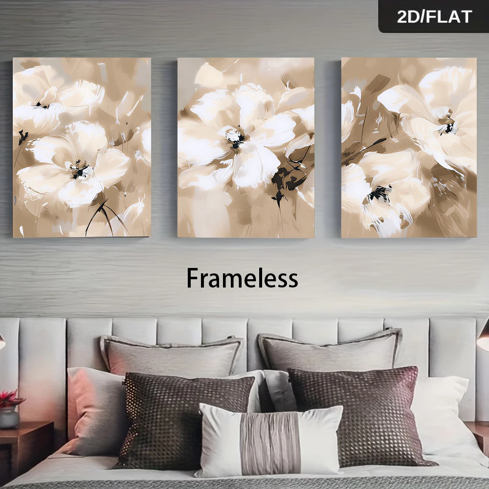 1 set of vintage Beetle car highway scenery three-panel frameless decorative painting, 2D flat