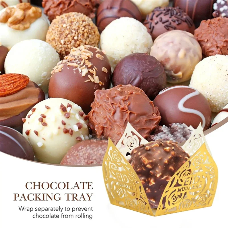 ABBN-50Pcs عيد مبارك الديكور الحلوى صينية الطعام صندوق رمضان كريم لوازم الحفلات الإسلامية أ