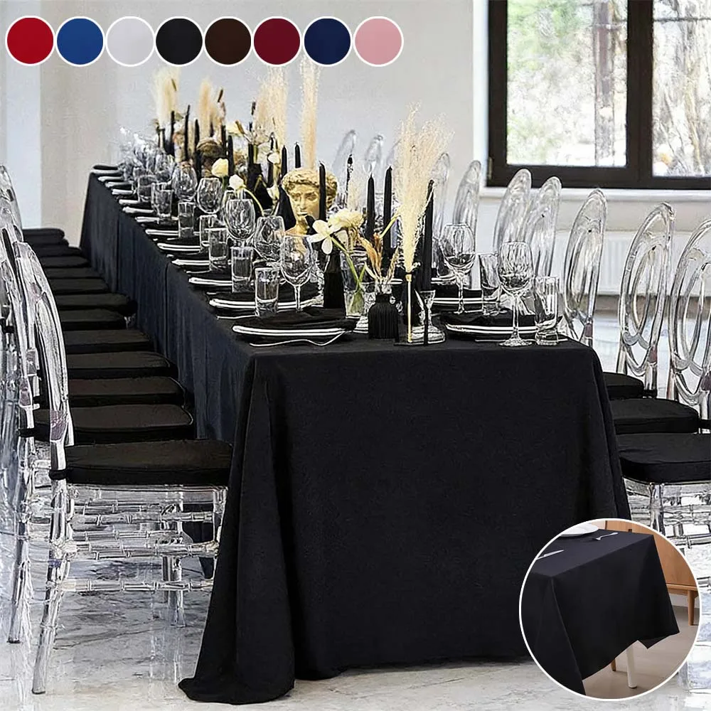 

Solid Color Rectangle Tablecloth Dustproof Anti-scratch Dining Table Cover for Wedding Party Exhibition Advertising Decoration