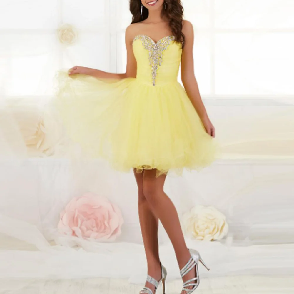 Short Crystal Homecoming Dresses for Juniors vestidos de fiesta Sweetheart Layered Tulle Prom Graduation Evening Gowns