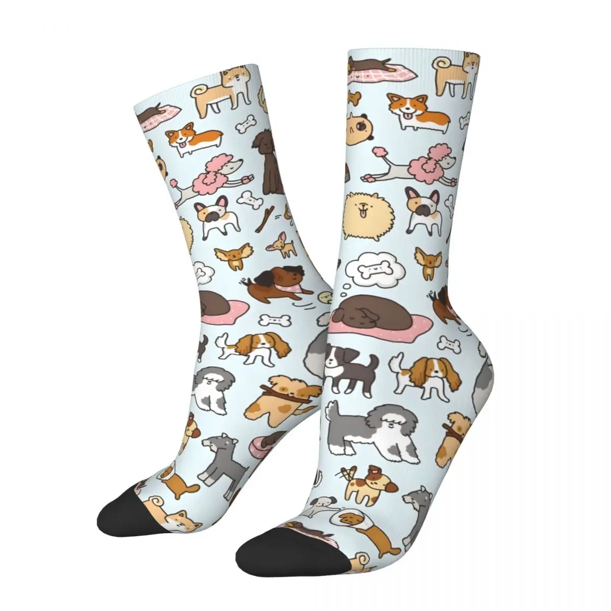 Doggy Doodle Men's Socks Vintage Harajuku Street Style Novelty Pattern Crew Sock