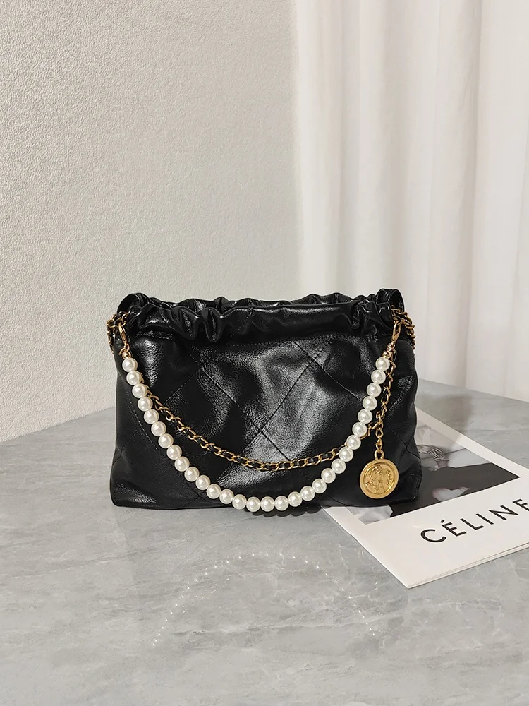 

Authentic Small Fraance Sle Top Layer Cowhide Leather Chain oulder Bag Women's Genuine Leather Diamond Pattern Bag