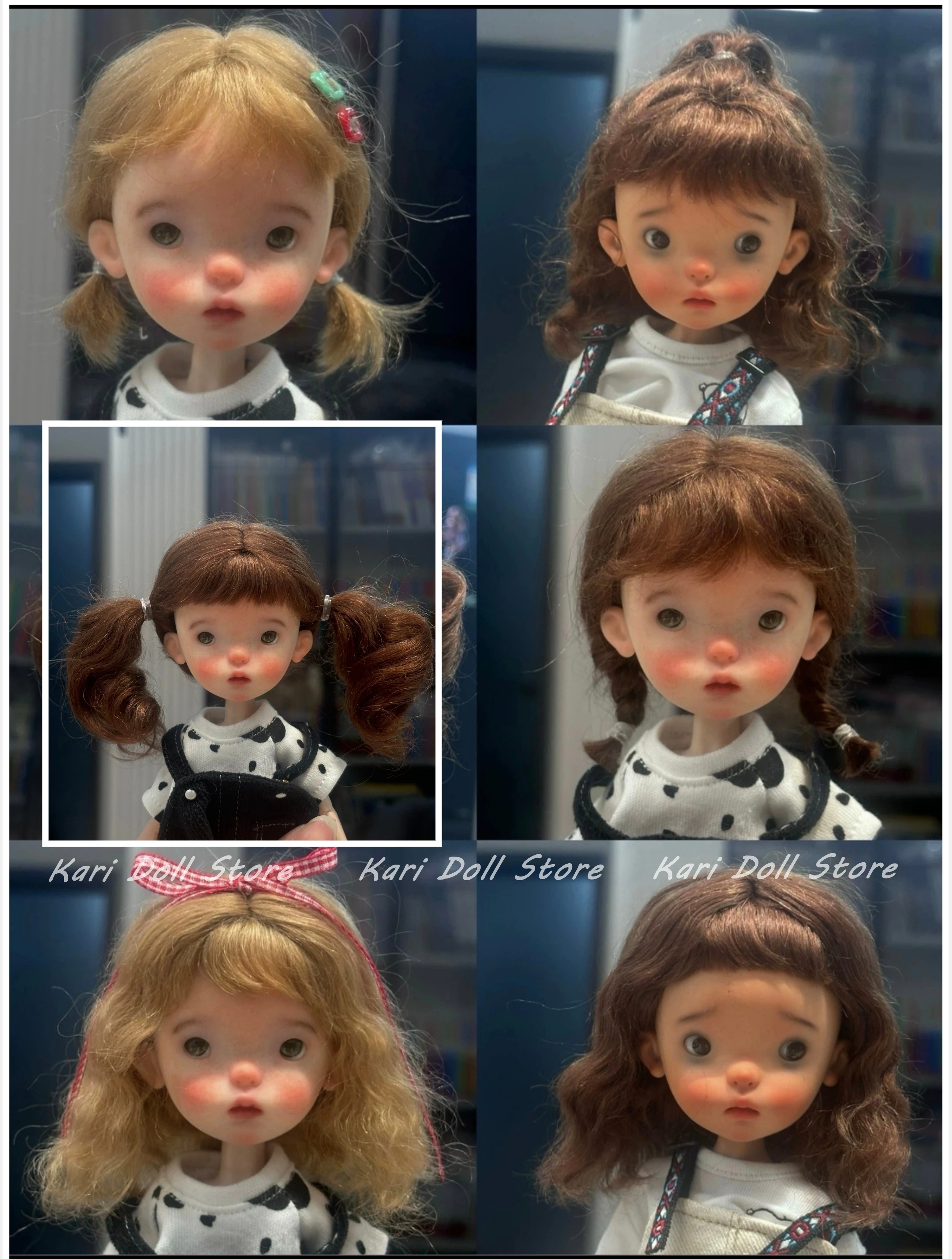 2026 Kari Doll Wigs Natural Elastic Mesh Shell Mohair Wig for Landazz Landoudou Doll 16cm Head Circumference