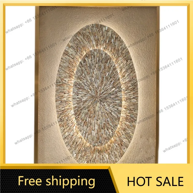 LJY atmosphere led painting porch handmade natural shell decorative painting living room