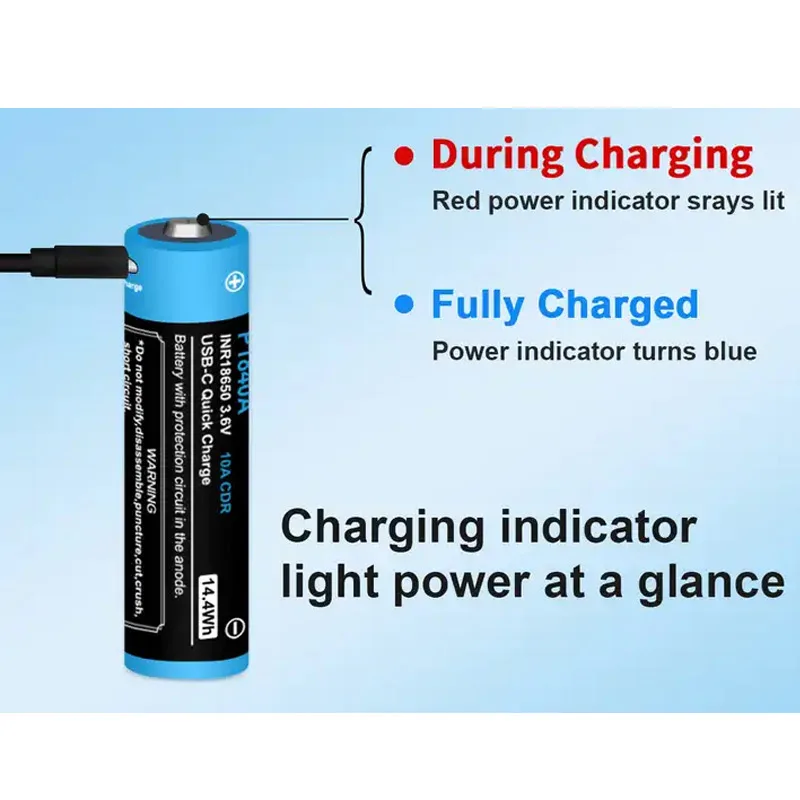 Oryginalny Vapcell P1840A INR 18650 bateria USB 4000mAh o dużej pojemności CDR 10A 3.6V USB-C akumulator litowo-jonowy USB-C do latarki