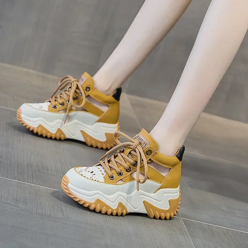 Female Wedge ShoesSilver Platform Sneakers Women Height Increasing Wedges Shoes Casual 2024 New Zapatillas Mujer