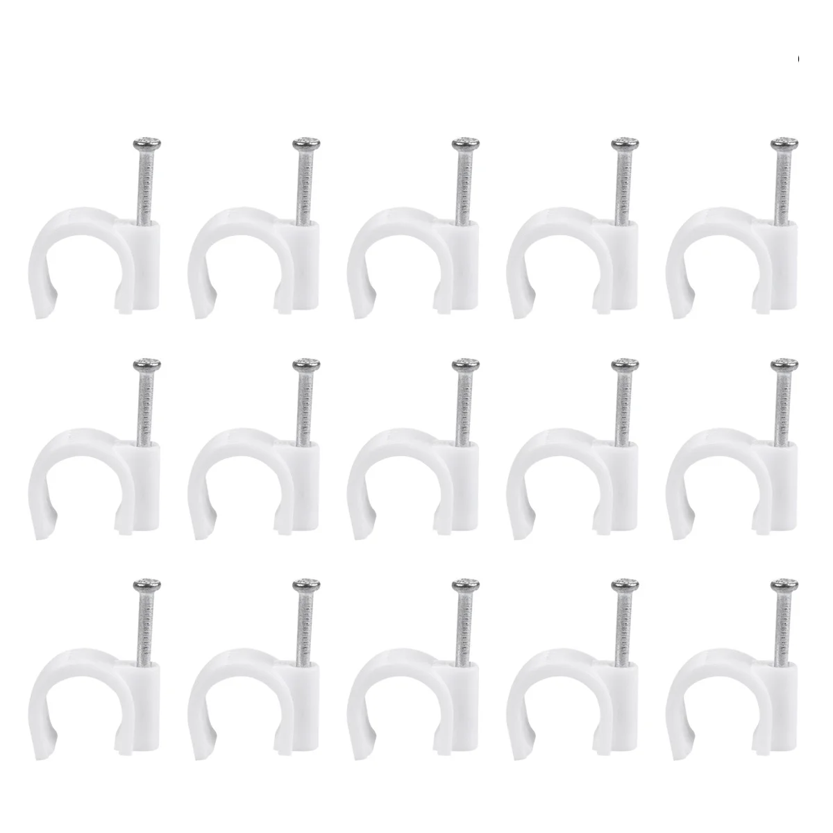 

100 Pcs Cord Clip Steel Nails Pipe Clamp Boxed White Wire Wall Fixed Holder