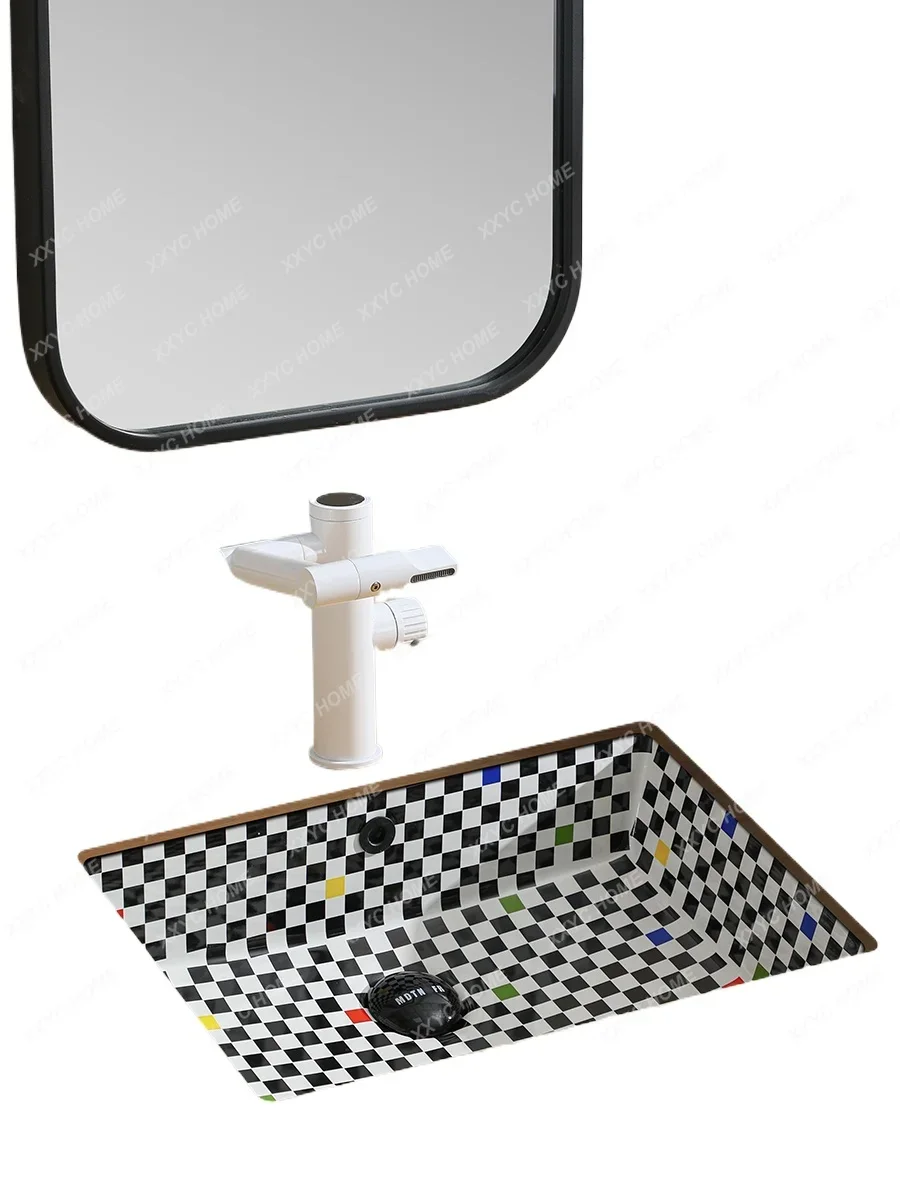 

Undercounter basin ceramic washbasin square bathroom household embedded small narrow side