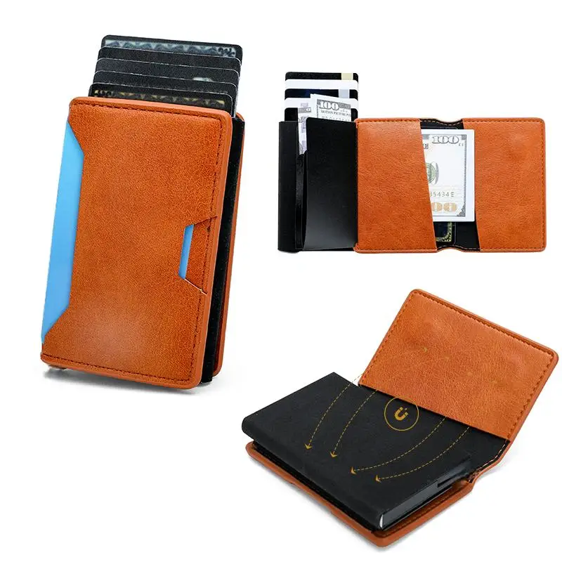 Tarjetero magnético antirrobo RFID, billetera minimalista para hombres y mujeres, tarjetero, bolsa de protección para tarjetas de crédito