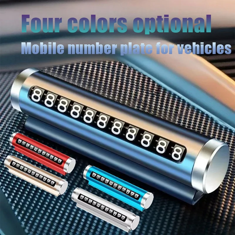 Universal Metal Car Temporary Parking Card Rotate Phone Number Plate Aluminum Stickers Park Stop in Car-styling Auto Accessories