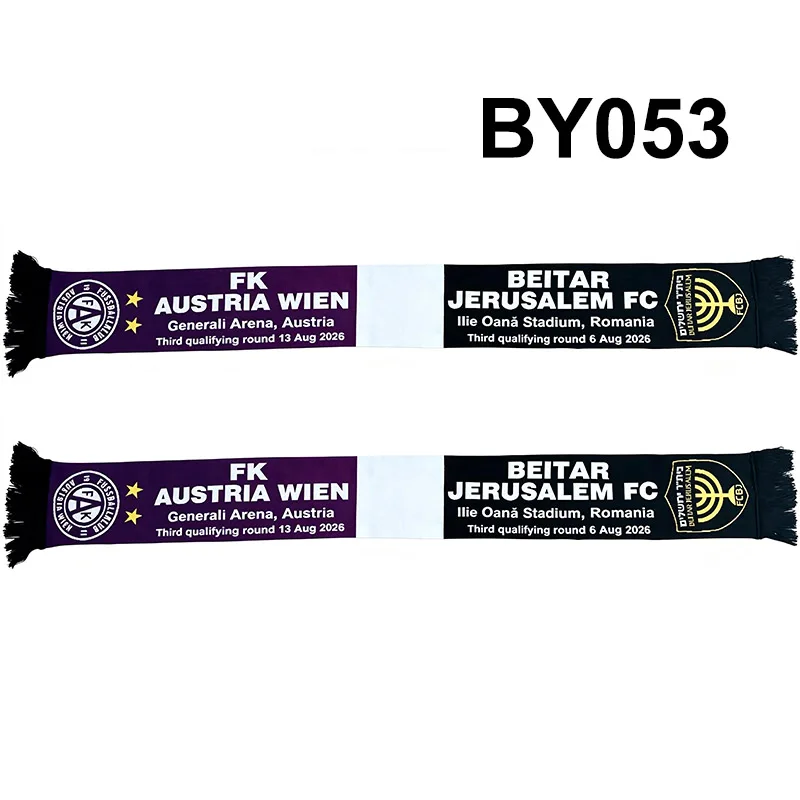 145*18 cm Size 26-27 Beitar Jerusalem FC VS FK Austria Wien Scarf for Fans Double-faced Knitted BY053