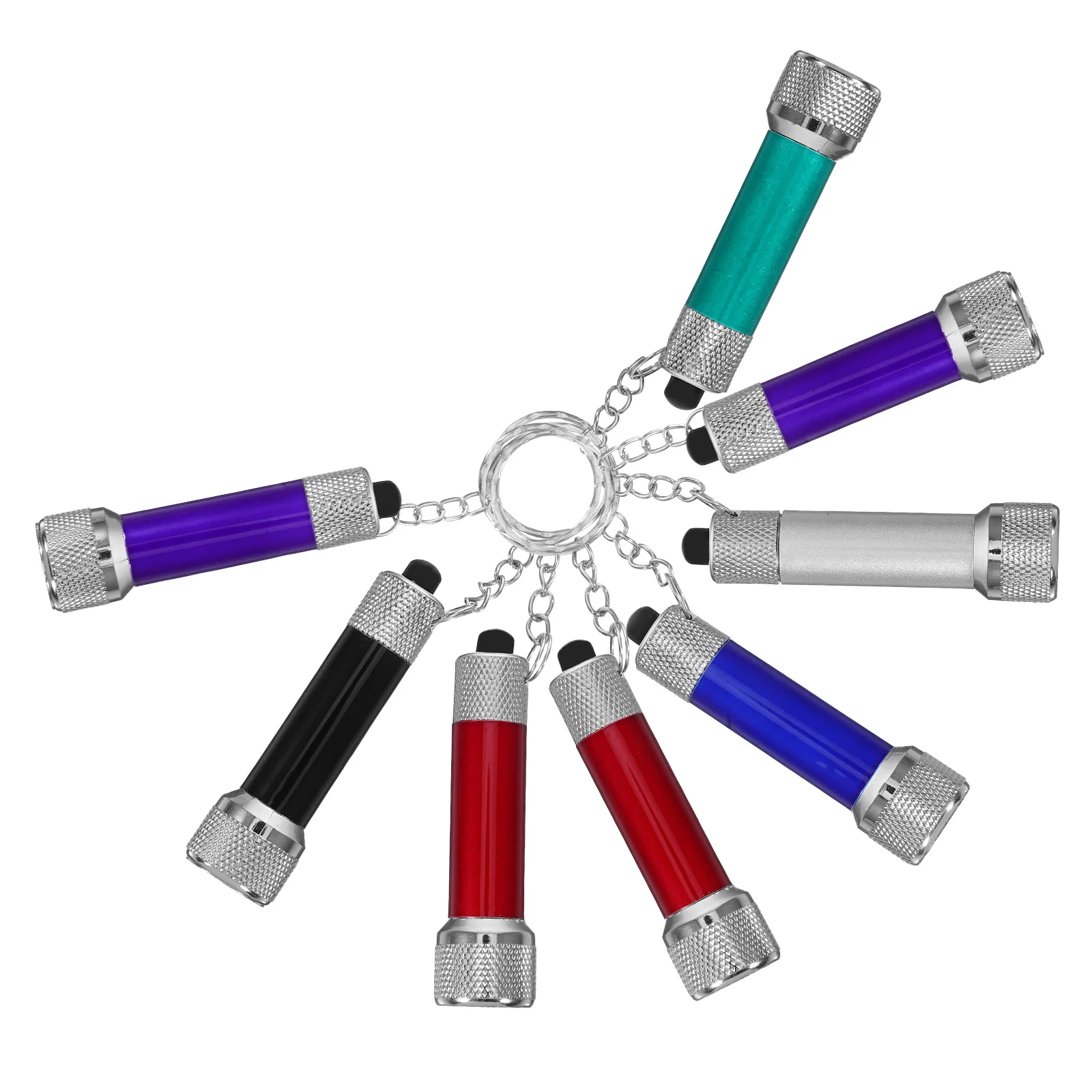 

8pcs Led Flashlight Keychain Mini Portable Aluminum Alloy Torch For Camping Hiking Night Fishing Outdoor Safety Gear