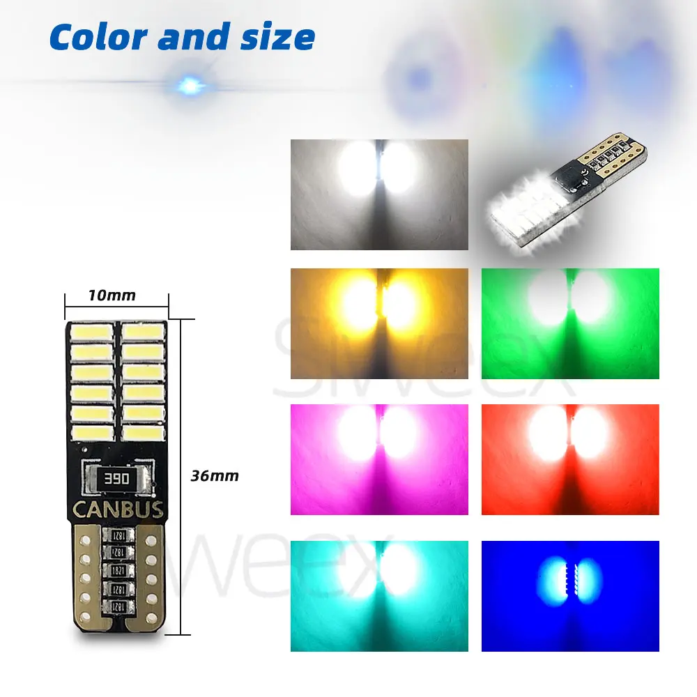 1 шт., Высококачественная Светодиодная лампа T10 W5W 168 192 с задним фонарем 4014 24 SMD 12 В для автомобильной лампы CANBUS, без ошибок,
