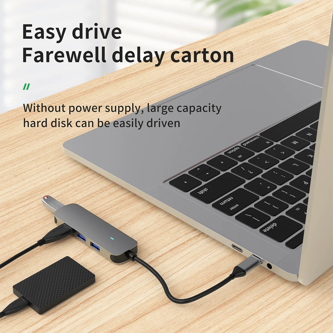 USB C Hub 5 in 1 Multiport Adapter USB 3.0/2.0 Ports, Type C 100W Power Delivery Charging Port,Compatible with All TypeC Devices