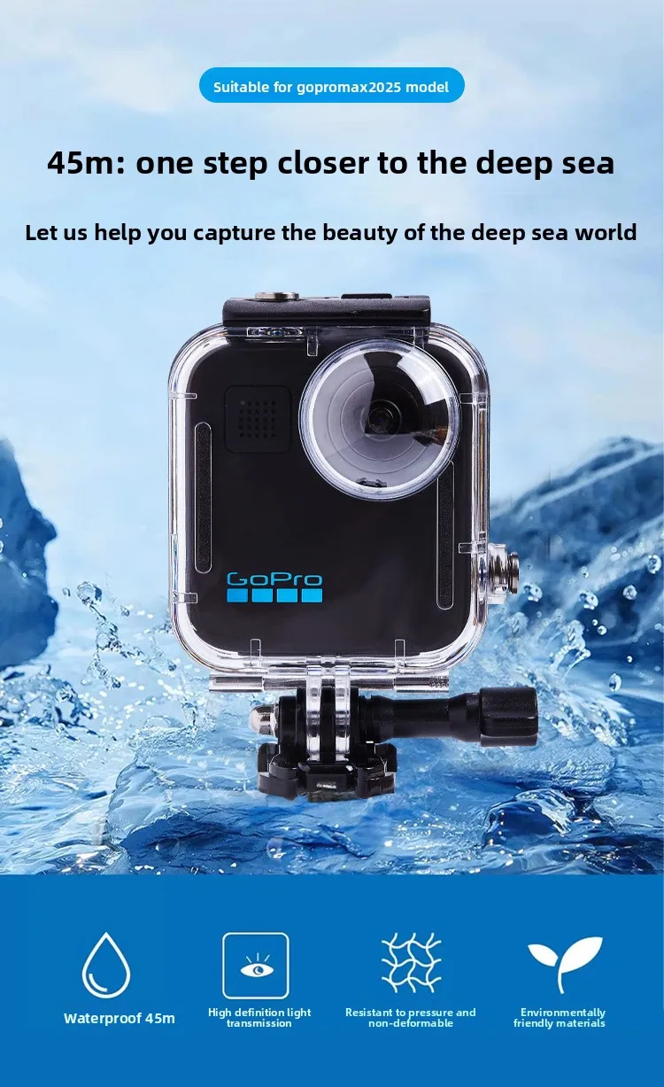 Kompatibel mit GOPROMAX 2025, wasserdichtes Gehäuse, Panorama-Action-Kamera-Zubehör, Touch-Control-Upgrade – Detail 1