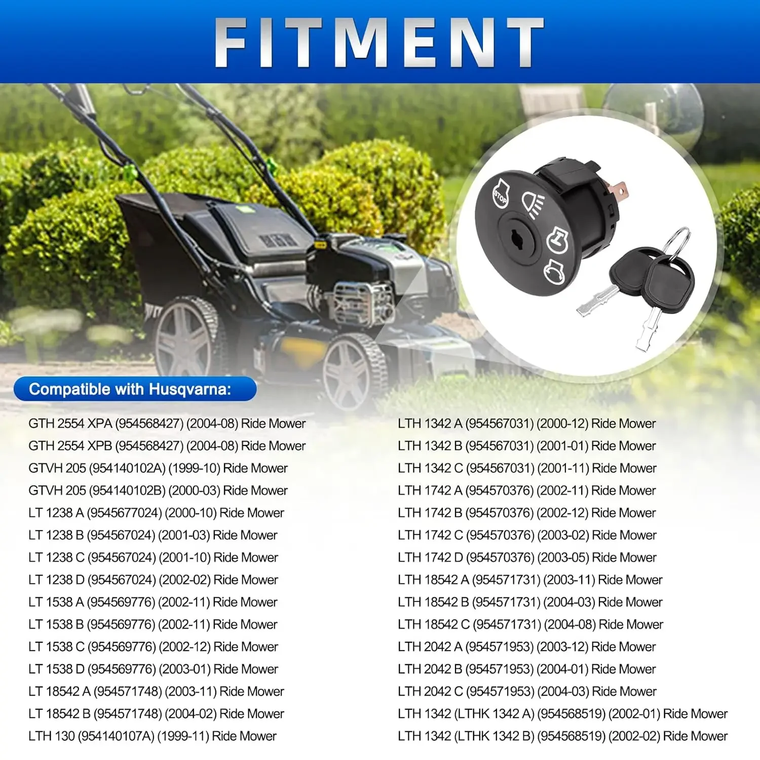 Contactslot met sleutel 7-terminals Compatibel met Husqvarna Craftsman Deere John MTD Murray zitgrasmaaier vervangen 532175566