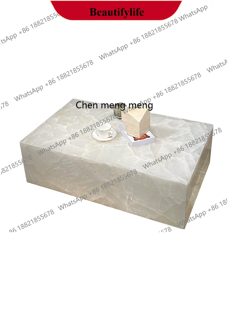 

Marble coffee table large flat living room rectangular boutique white ice jade coffee table