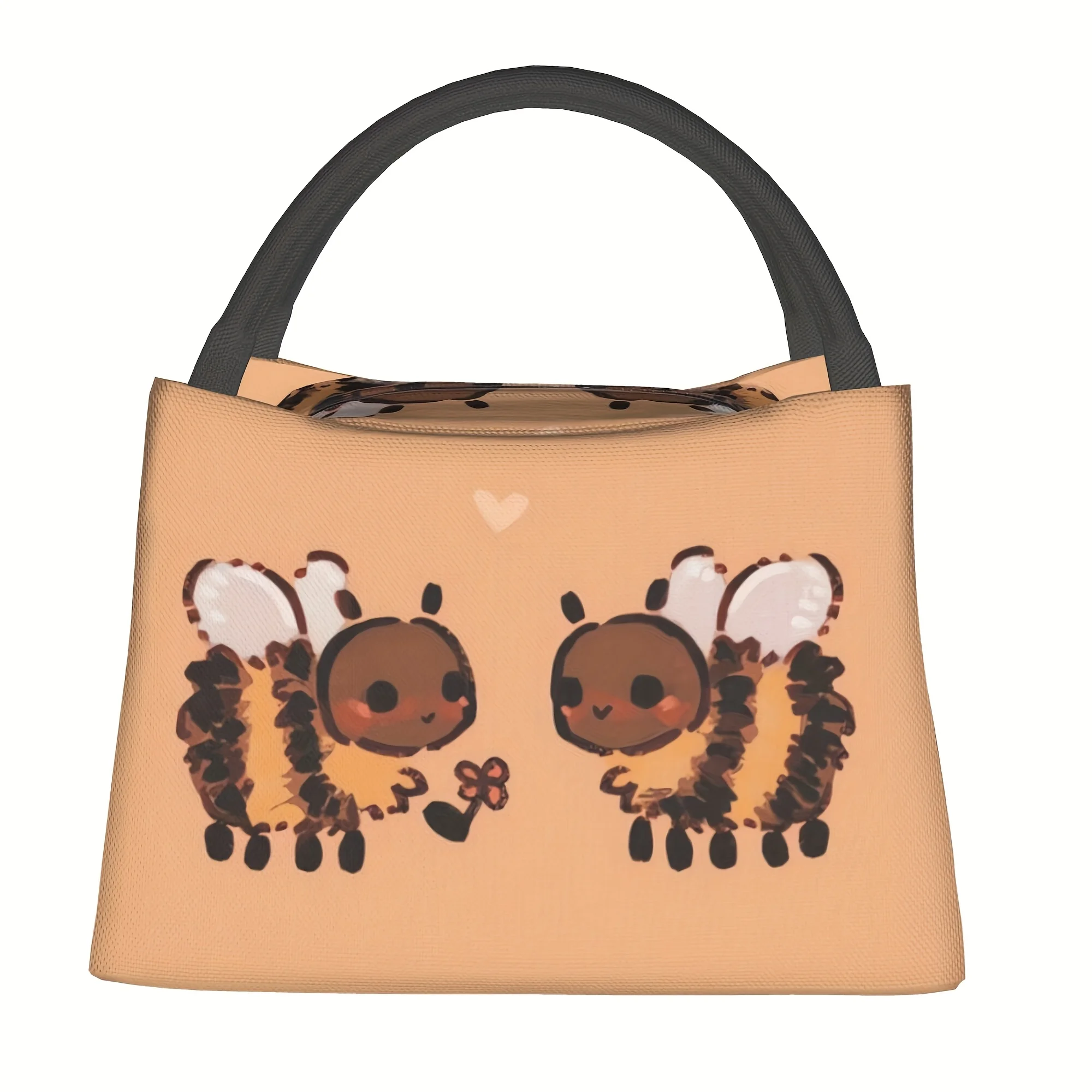 

2 Cute Bees Design, Reusable Outdoor Insulated Lunch Bag - Leak-Proof, Durable Polyester