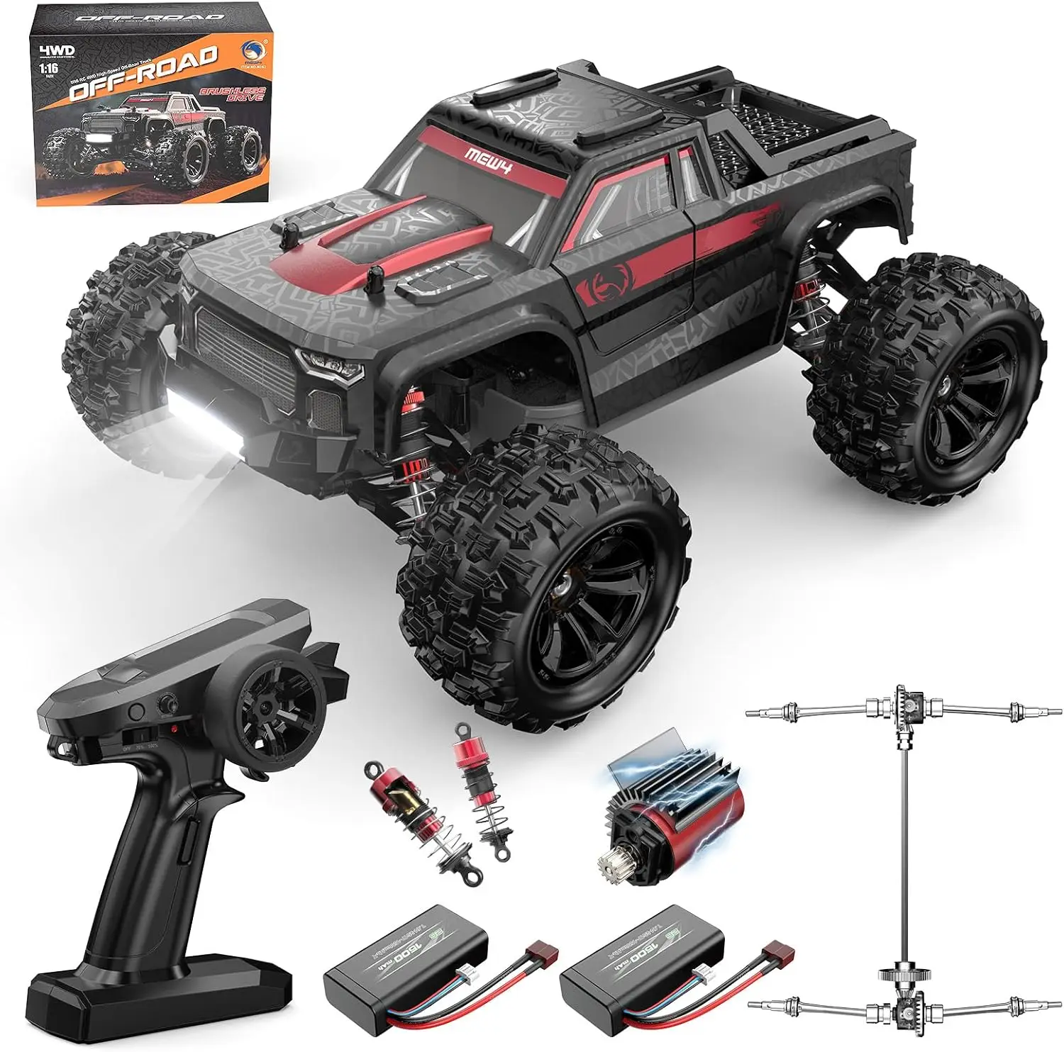 

1/16 Brushless RC Car, 4X4 Offroad Trucks, Fast 42 Km/h for Adults, High Speed Electric Stadium Truck