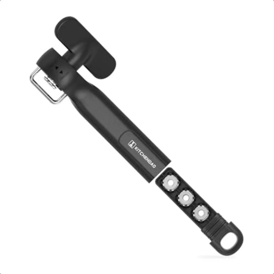 

Replaceable Can Opener with 3 Extra Blades Safe Cut Can Opener Smooth Edge Manual Side Cut No Sharp Edges Handheld Tin Opener W