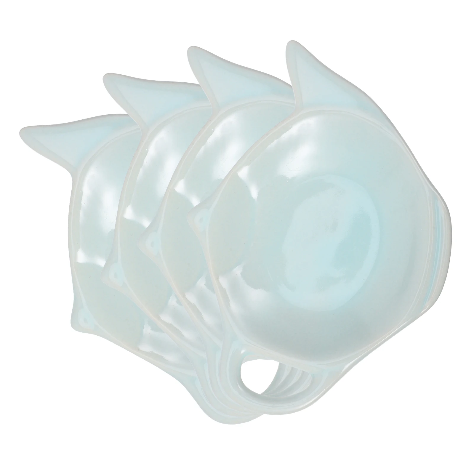 

4Pcs Tea Bag Holder Ceramic Teapot Shaped Decorative Sauce Dish Small Snack Plate for Tea Lovers Snack Bowl Ceramic Snacks Dish