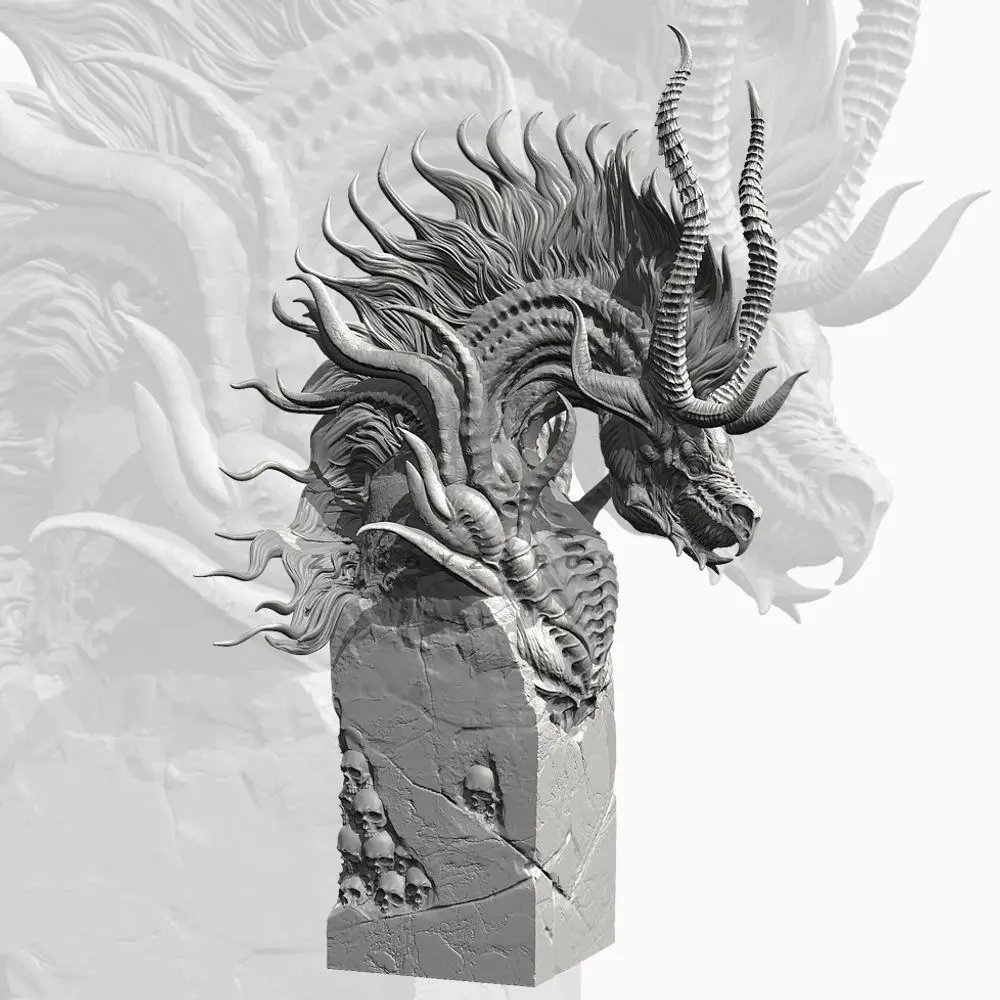 80mm 100mm Warrior Dragon Bust Model 3D Printing Unassembled Unpainted Self-assembly Craft DIY Coloring Figurines Crafts Gifts