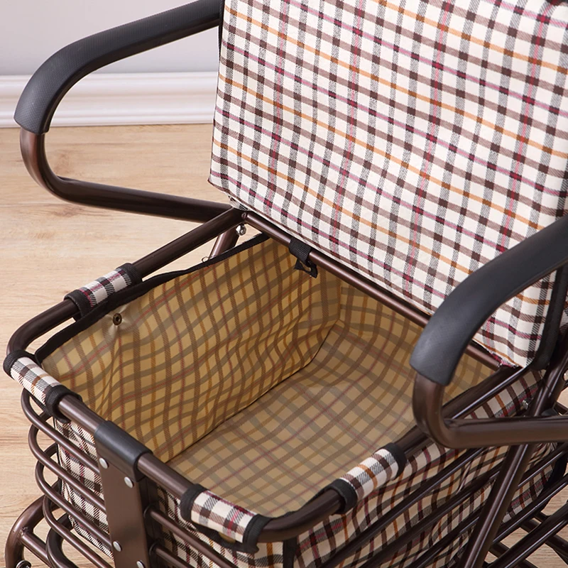 Folding Elderly Walking Shopping Cart Seat Can Sit With Four Wheels To Buy Vegetables