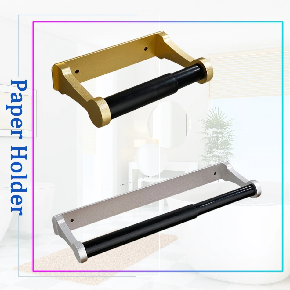 

Adhesive Paper Holder for Toilet Kitchen Bathroom Aluminum Matte Gold Black Sliver Paper Roll Rack Wall Mounted Tissue Holders