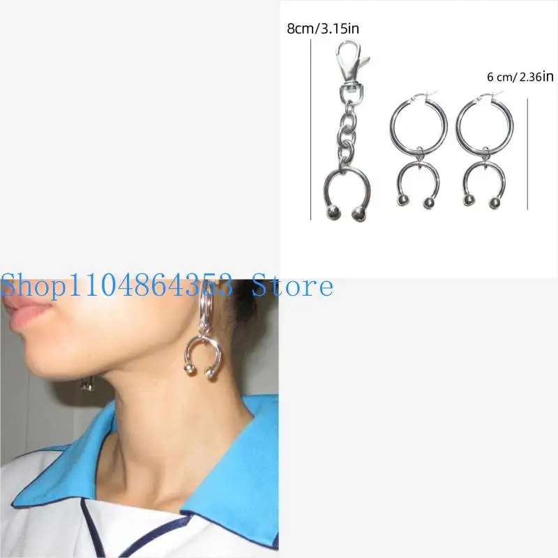 Pendientes colgantes con estilo, llavero con forma herradura, colgante, Material acero inoxidable, regalo para entusiastas del caballo