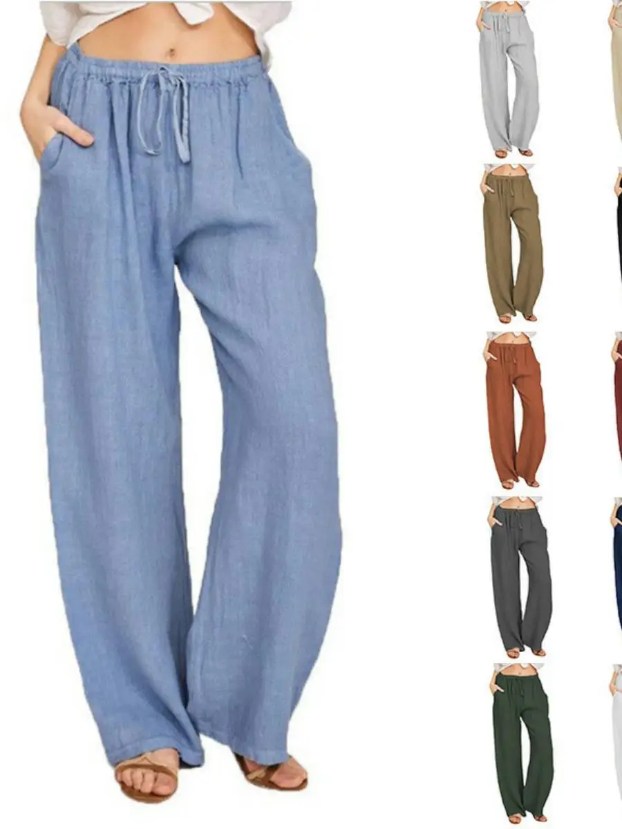 Plones Casus de Lino y Aodón para Mujer, Estilo Hoado para el Trabajo, Primavera 2023, Mezcla de Poliéster, Cómodos